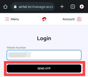 enter mobile number